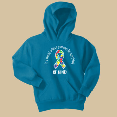 Youth - Be Kind Ribbon Hoodie - Autism Awareness Thumbnail