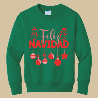 Youth Crewneck - Winter Holidays - Feliz Festive - Red Thumbnail