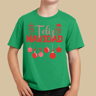 Youth T-Shirt - Winter Holidays - Feliz Festive - Red Thumbnail