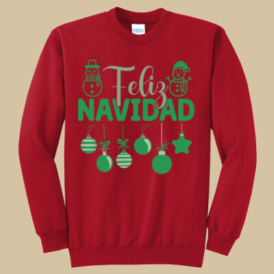 Adult Crewneck - Winter Holidays - Feliz Festive - Green Thumbnail