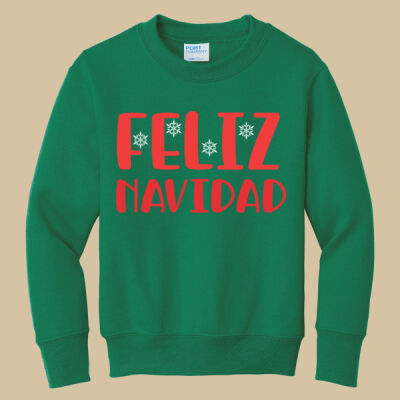 Youth Crewneck - Winter Holidays - Feliz Navidad - Red Thumbnail