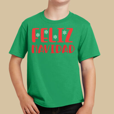 Youth T-Shirt - Winter Holidays - Feliz Navidad - Red Thumbnail