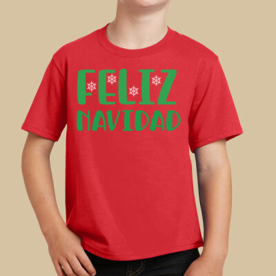 Youth T-Shirt - Winter Holidays - Feliz Navidad - Green Thumbnail