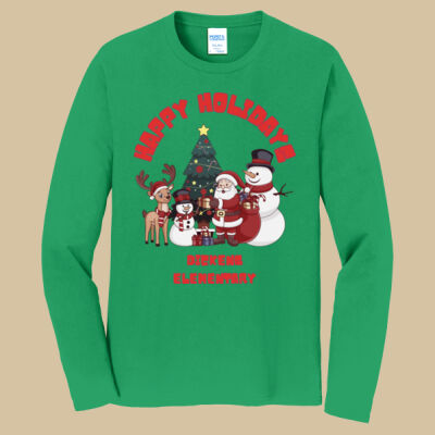 Adult Long Sleeve Shirt - Winter Holidays - Happy Holidays - Red Thumbnail