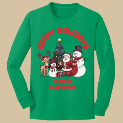 Youth Long Sleeve Shirt - Winter Holidays - Happy Holidays - Red Thumbnail