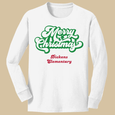 Youth Long Sleeve Shirt - Winter Holidays - Merry Christmas - Green & Red Thumbnail